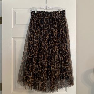 Leopard tulle midi-skirt